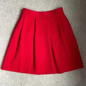 Red Quilted Ann Taylor skirt with Pockets